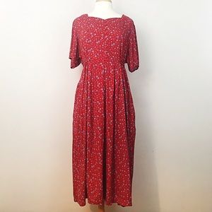 Vintage Red Floral Dress